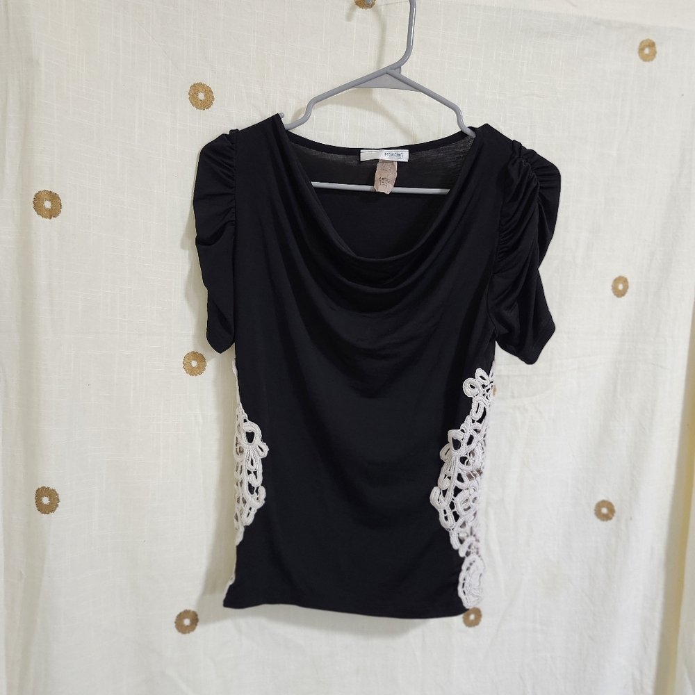 Women's Top with embroidered sides in black  by Minimi